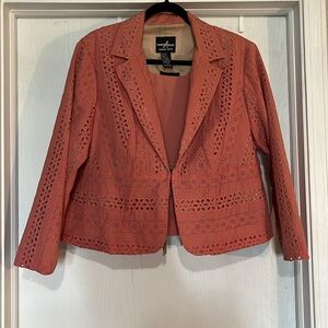 Positive Attitude Coral & Tan 3 Piece Pant Suit Size 18P